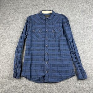 Outpost Makers Shirt Mens Medium Blue Plaid Long Sleeve Button Front Casual